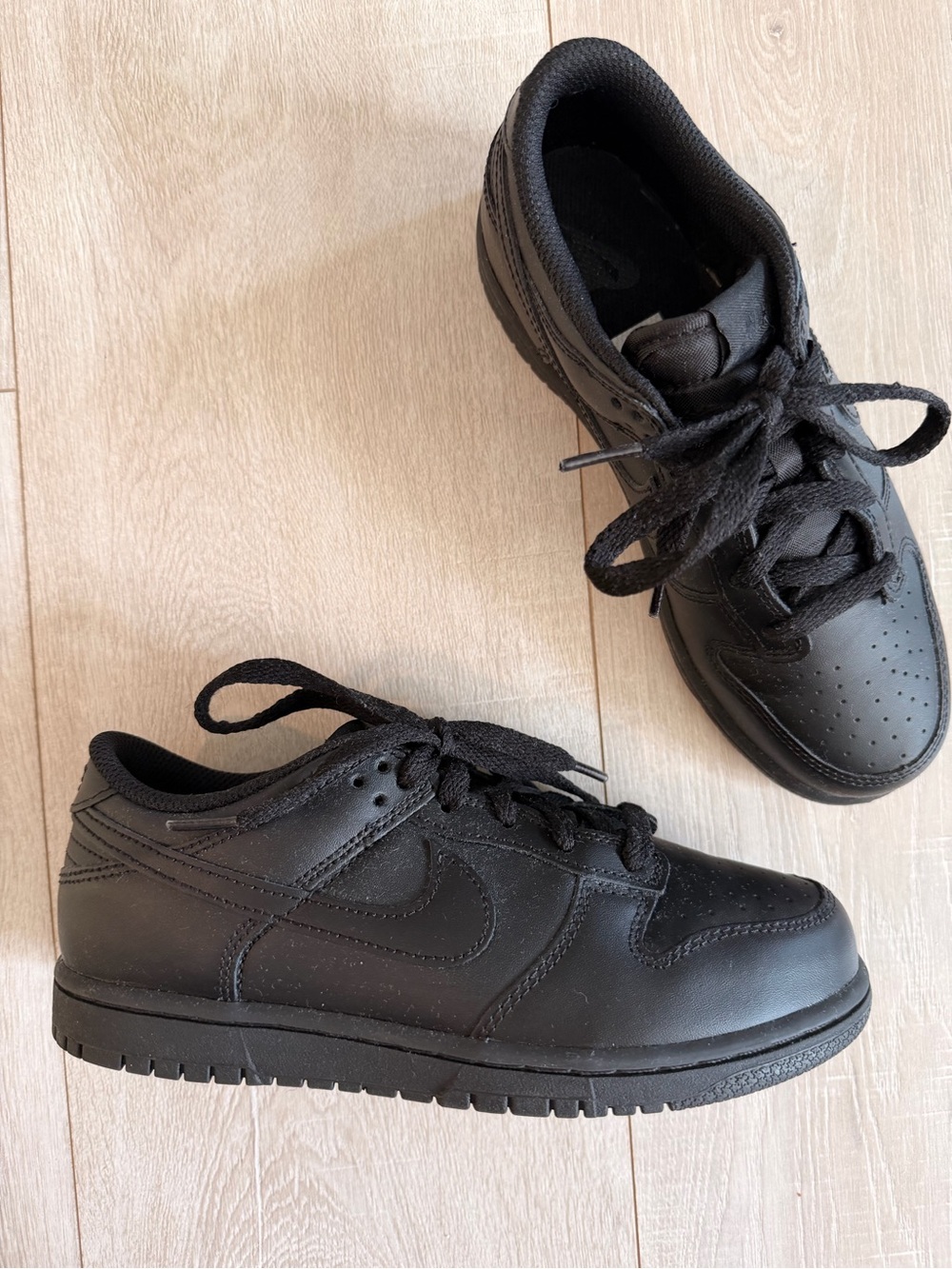 Black Kids Lace-Up Sneakers with Padded Collar
